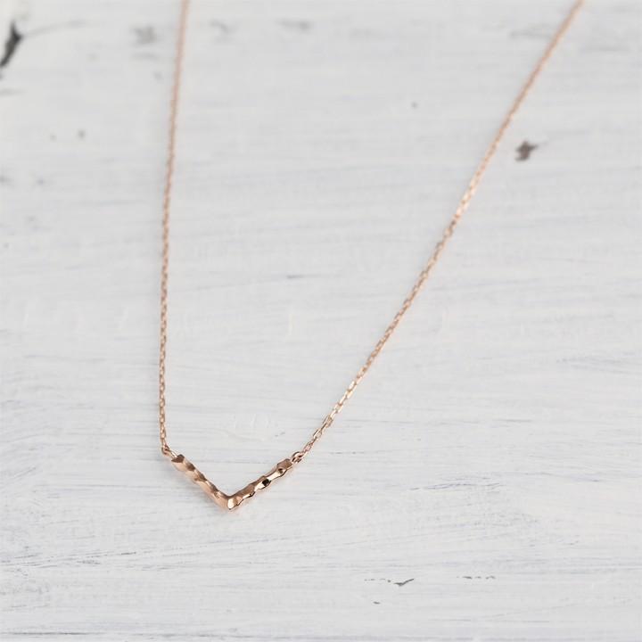 【土日限定3500円OFFクーポン有】 18金ネックレス k18 ネックレス 18金 ピンクゴールド レディース V V字 Vバー バー 18k シンプル あずきチェーン 小豆 | DEVAS | 05