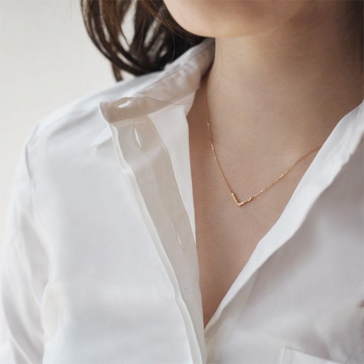 【土日限定3500円OFFクーポン有】 18金ネックレス k18 ネックレス 18金 ピンクゴールド レディース V V字 Vバー バー 18k シンプル あずきチェーン 小豆 | DEVAS | 07