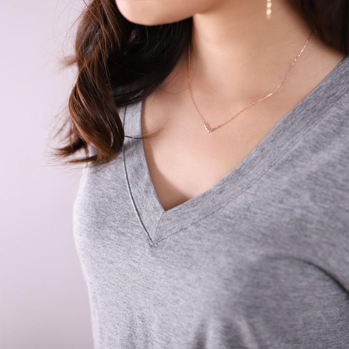 【土日限定3500円OFFクーポン有】 18金ネックレス k18 ネックレス 18金 ピンクゴールド レディース V V字 Vバー バー 18k シンプル あずきチェーン 小豆 | DEVAS | 08