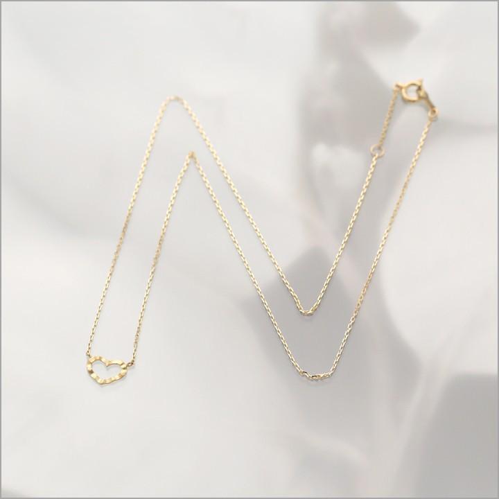 【土日限定2000円OFFクーポン有】 18金ネックレス k18 ネックレス 18金 レディース ハート オープンハート k18ネックレス 18k あずきチェーン 小豆 | DEVAS | 04