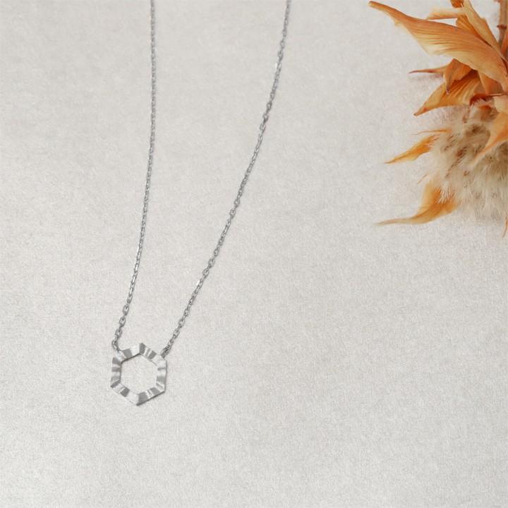 プラチナ ネックレス レディース プラチナネックレス PT950 六角形 ヘキサゴン 波目 シンプル あずきチェーン 華奢 細い 39cm 40cm 45cm ネックレスレディース | DEVAS | 01