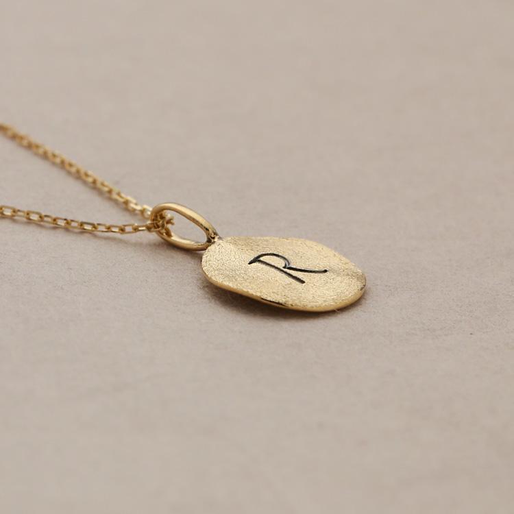 【土日限定3500円OFFクーポン有】 18金ネックレス k18 ネックレス 18金 レディース コイン イニシャル アルファベット 18k あずきチェーン 小豆 60cm | DEVAS | 04