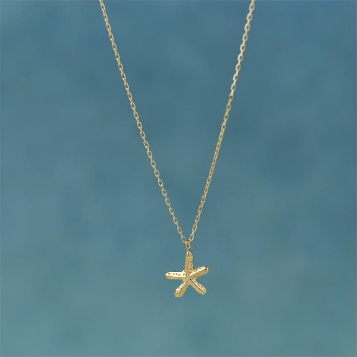【土日限定3500円OFFクーポン有】 18金ネックレス k18 ネックレス 18金 レディース スターフィッシュ ヒトデ 18k あずきチェーン 小豆 k18ネックレス | DEVAS | 02