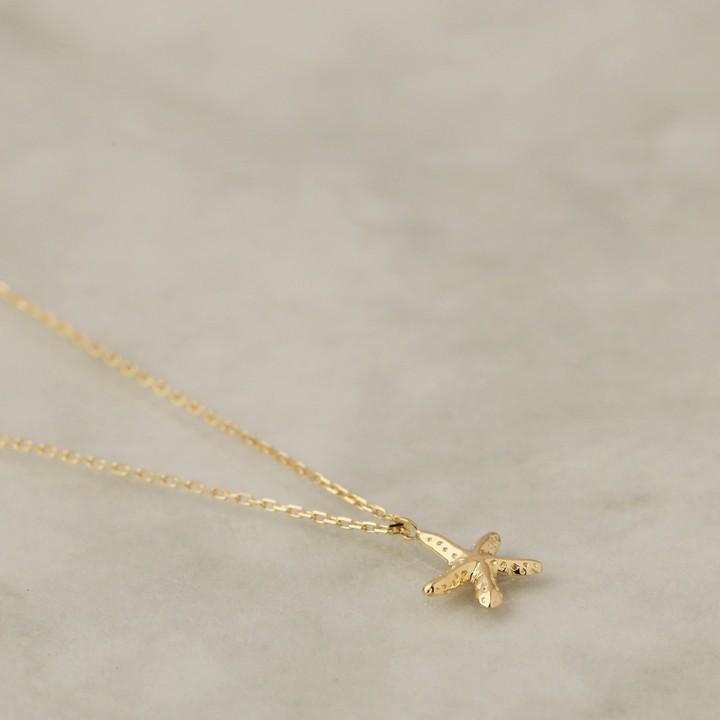 【土日限定3500円OFFクーポン有】 18金ネックレス k18 ネックレス 18金 レディース スターフィッシュ ヒトデ 18k あずきチェーン 小豆 k18ネックレス | DEVAS | 03