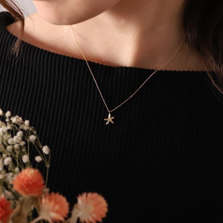 【土日限定3500円OFFクーポン有】 18金ネックレス k18 ネックレス 18金 レディース スターフィッシュ ヒトデ 18k あずきチェーン 小豆 k18ネックレス | DEVAS | 06