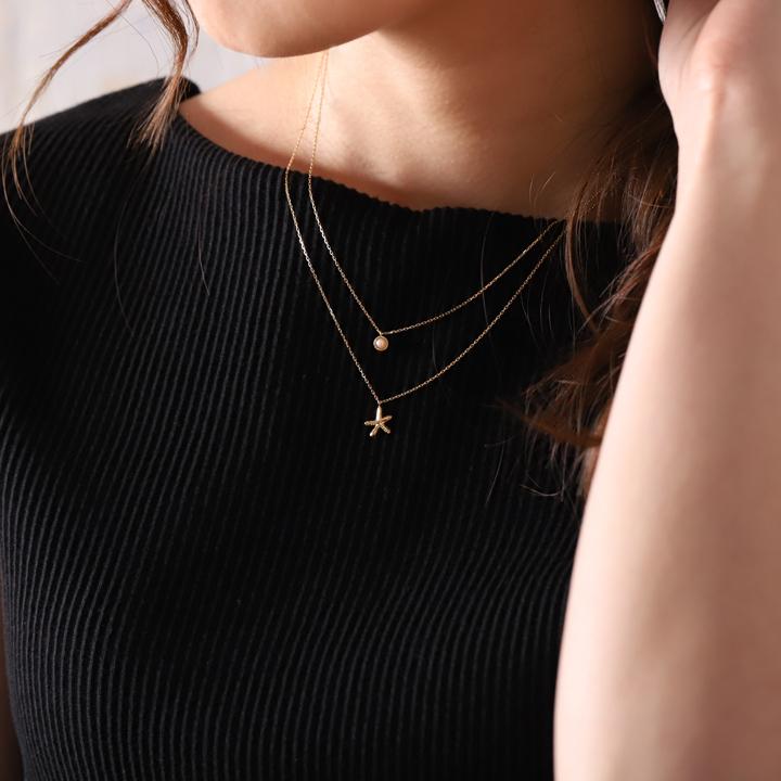 【土日限定3500円OFFクーポン有】 18金ネックレス k18 ネックレス 18金 レディース スターフィッシュ ヒトデ 18k あずきチェーン 小豆 k18ネックレス | DEVAS | 08