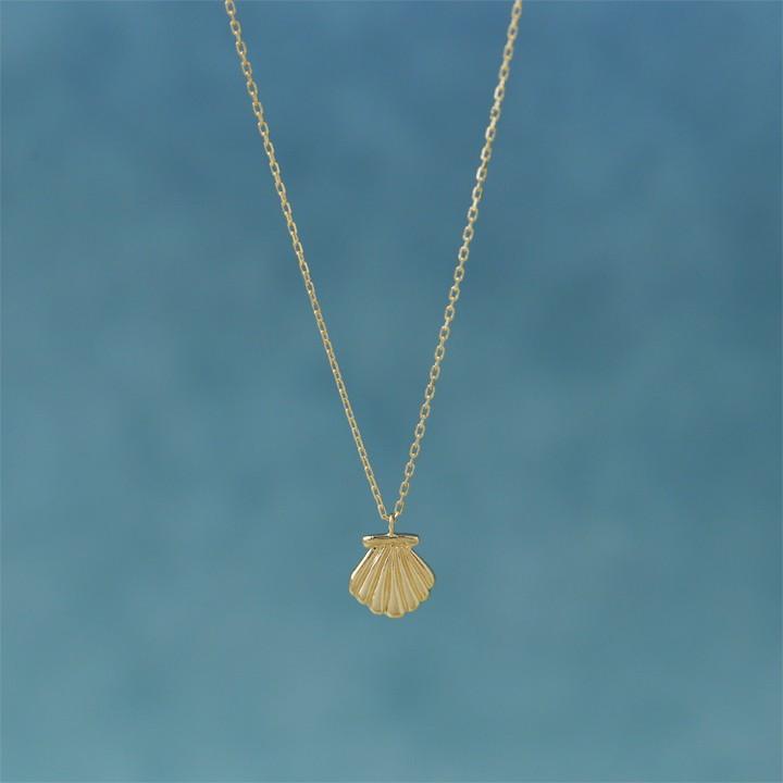 【土日限定3500円OFFクーポン有】 18金ネックレス k18 ネックレス 18金 レディース 貝 貝殻 シェル マリン クラム 海 18k あずきチェーン k18ネックレス | DEVAS | 01