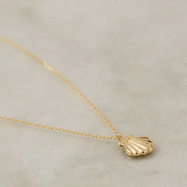 【土日限定3500円OFFクーポン有】 18金ネックレス k18 ネックレス 18金 レディース 貝 貝殻 シェル マリン クラム 海 18k あずきチェーン k18ネックレス | DEVAS | 02