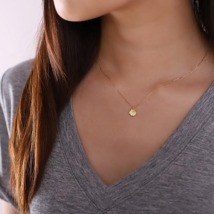 【土日限定3500円OFFクーポン有】 18金ネックレス k18 ネックレス 18金 レディース 貝 貝殻 シェル マリン クラム 海 18k あずきチェーン k18ネックレス | DEVAS | 06