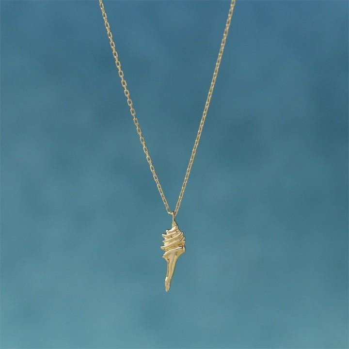 【土日限定3500円OFFクーポン有】 18金ネックレス k18 ネックレス 18金 レディース 貝 貝殻 巻貝 シェル マリン 海 18k あずきチェーン k18ネックレス | DEVAS | 02