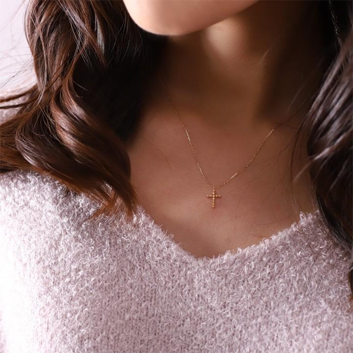 【土日限定3500円OFFクーポン有】 18金ネックレス k18 ネックレス 18金 レディース クロス クロスネックレス スター 星 ハート 18k あずきチェーン 小豆 | DEVAS | 09