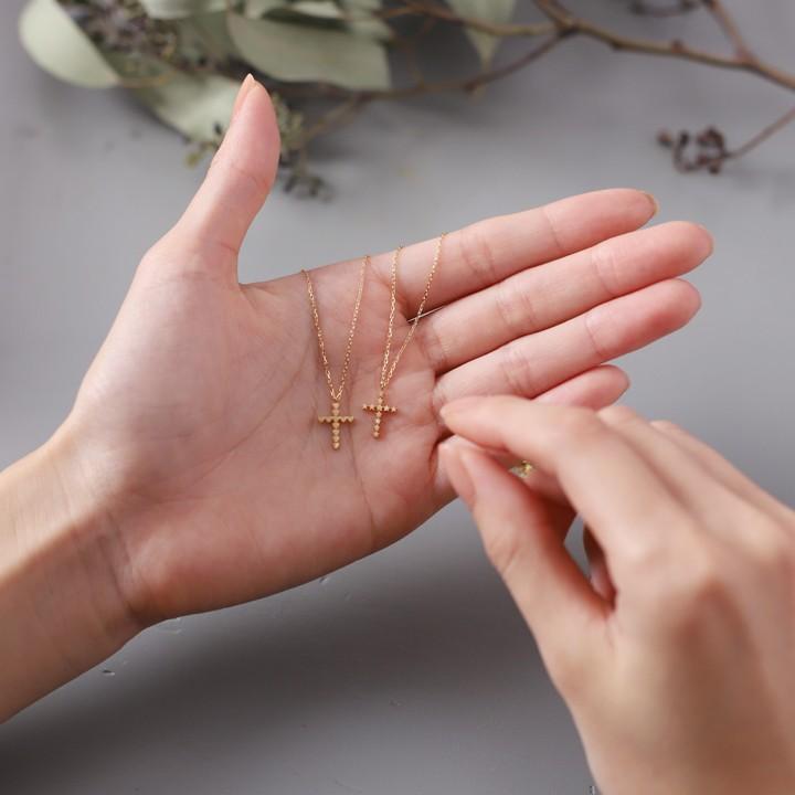 【土日限定3500円OFFクーポン有】 18金ネックレス k18 ネックレス 18金 レディース クロス クロスネックレス スター 星 ハート 18k あずきチェーン 小豆 | DEVAS | 10