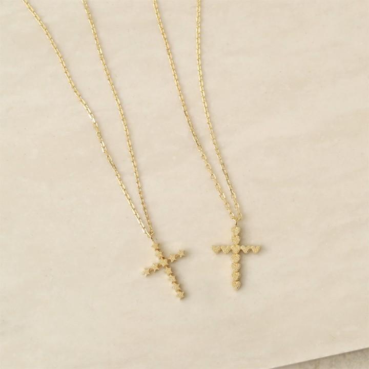 【土日限定3500円OFFクーポン有】 18金ネックレス k18 ネックレス 18金 レディース クロス クロスネックレス スター 星 ハート 18k あずきチェーン 小豆 | DEVAS | 02