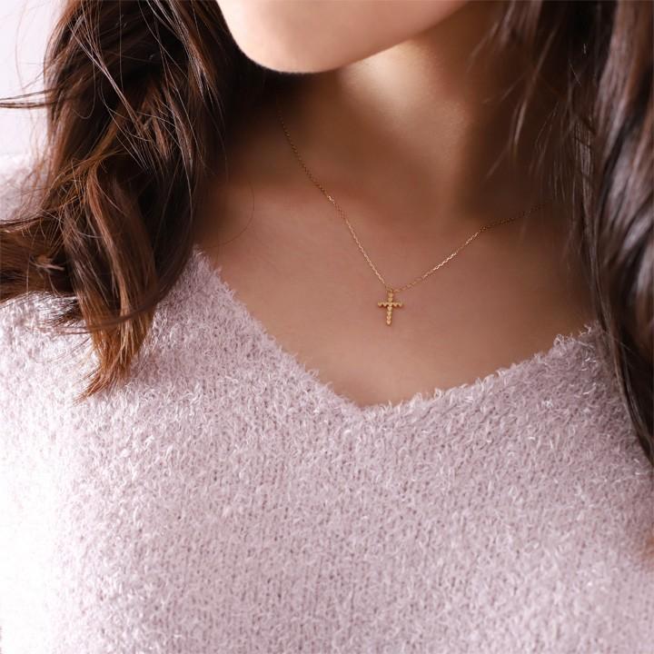 【土日限定3500円OFFクーポン有】 18金ネックレス k18 ネックレス 18金 レディース クロス クロスネックレス スター 星 ハート 18k あずきチェーン 小豆 | DEVAS | 07