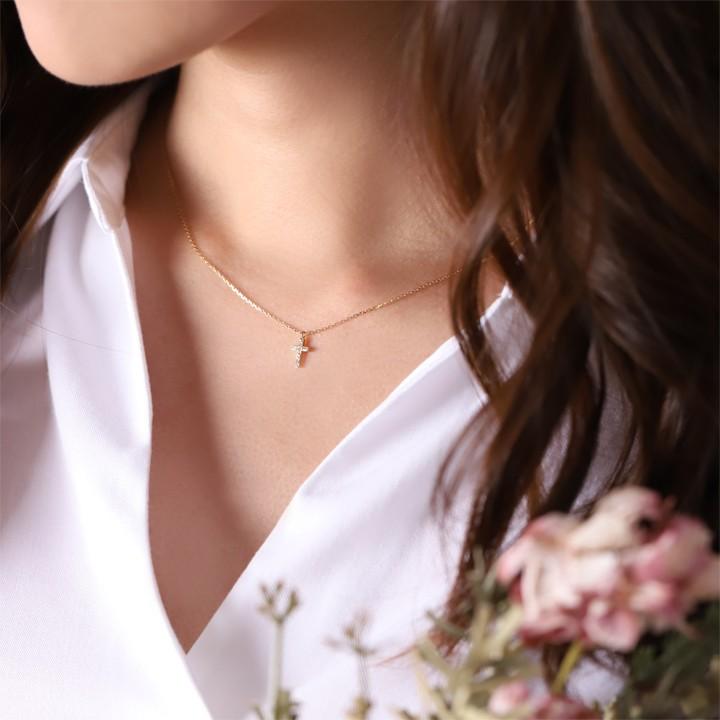 【土日限定2000円OFFクーポン有】 18金ネックレス k18 ネックレス 18金 レディース クロス クロスネックレス ダメージ 18k あずきチェーン 小豆 | DEVAS | 11