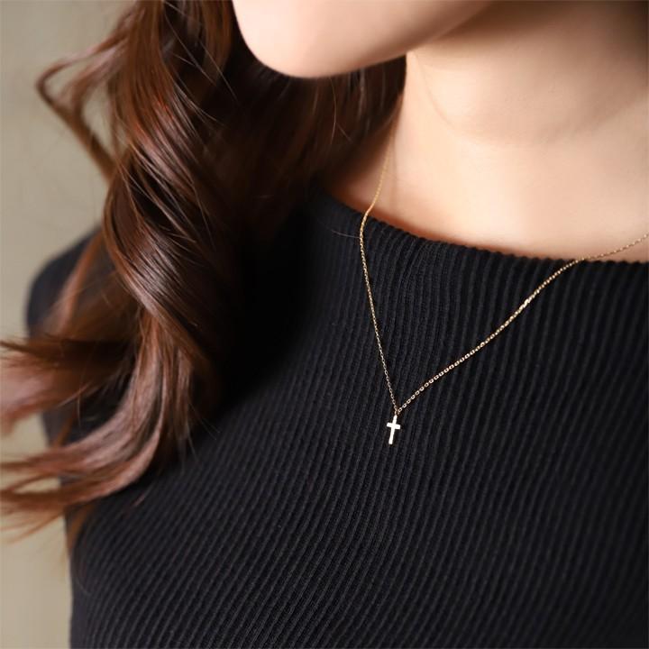 【土日限定2000円OFFクーポン有】 18金ネックレス k18 ネックレス 18金 レディース クロス クロスネックレス ダメージ 18k あずきチェーン 小豆 | DEVAS | 12