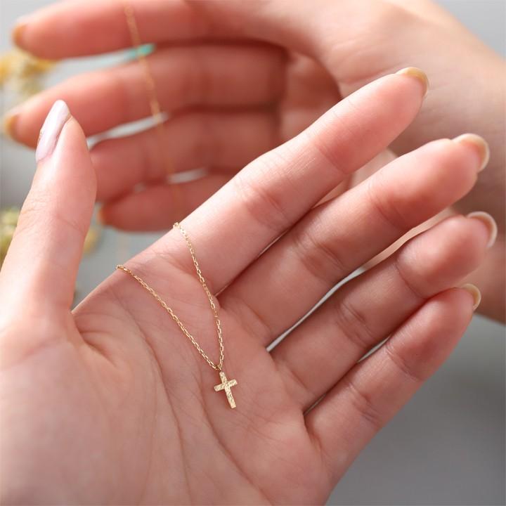 【土日限定2000円OFFクーポン有】 18金ネックレス k18 ネックレス 18金 レディース クロス クロスネックレス ダメージ 18k あずきチェーン 小豆 | DEVAS | 15
