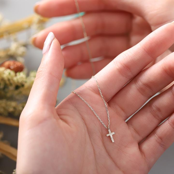 ペンダントトップ プラチナ ネックレス トップ ペンダント レディース Pt950 レディース クロス クロスネックレス ダメージ プラチナペンダント あずきチェーン | DEVAS | 12