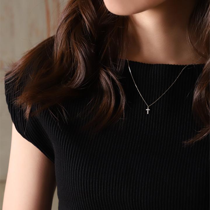 ペンダントトップ プラチナ ネックレス トップ ペンダント レディース Pt950 レディース クロス クロスネックレス ダメージ プラチナペンダント あずきチェーン | DEVAS | 01