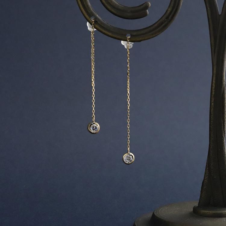 【土日限定3500円OFFクーポン有】 18金 ピアス k18 揺れる アメリカンピアス 18k ダイヤモンド 計0.2ct 18金ピアス k18ピアス レディース ピアス18金 | DEVAS | 01