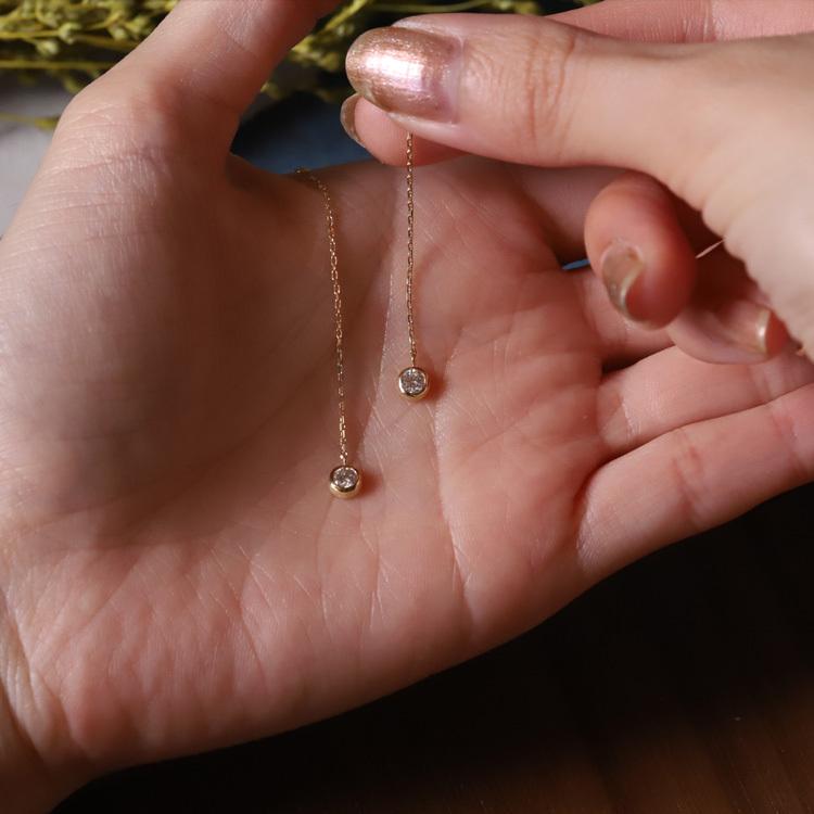 【土日限定3500円OFFクーポン有】 18金 ピアス k18 揺れる アメリカンピアス 18k ダイヤモンド 計0.2ct 18金ピアス k18ピアス レディース ピアス18金 | DEVAS | 10
