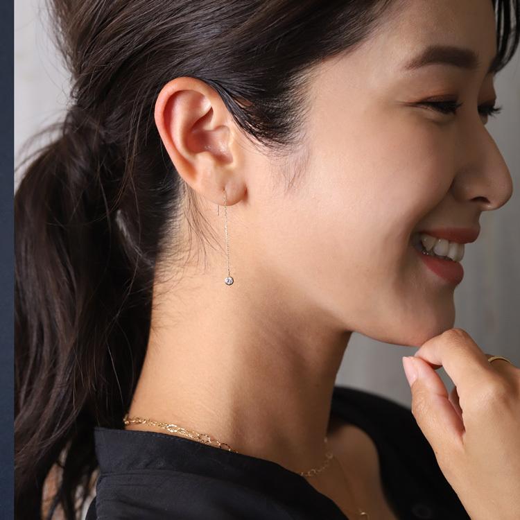 【土日限定3500円OFFクーポン有】 18金 ピアス k18 揺れる アメリカンピアス 18k ダイヤモンド 計0.2ct 18金ピアス k18ピアス レディース ピアス18金 | DEVAS | 02