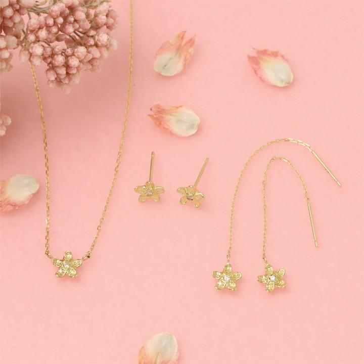 6月土日限定 7%クーポン▼ 18金 ピアス k18 18金ピアス 18k フラワー 花 ダイヤ or ルビー k18ピアス レディース ピアス18金 18kピアス 両耳 | DEVAS | 11