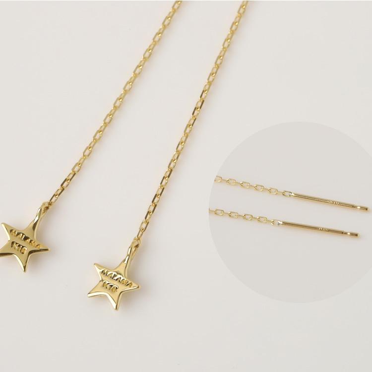 DEVAS 18金 ピアス k18 揺れる アメリカンピアス 18k 星 スター