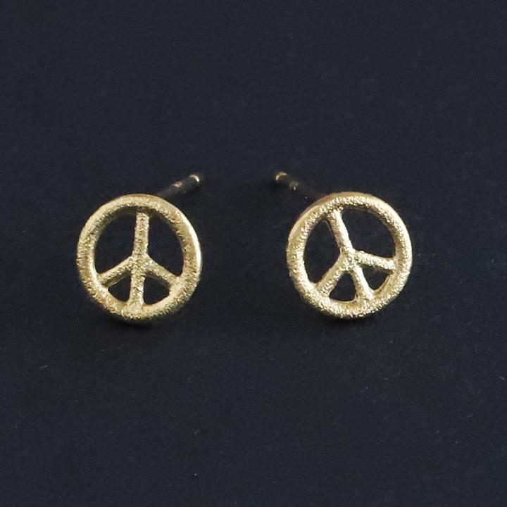 18金 ピアス k18 18金ピアス 18k ピースマーク シンプル k18ピアス レディース ピアス18金 地金 ゴールド 18kピアス 小さめ つけっぱなし 両耳 セット | DEVAS | 10