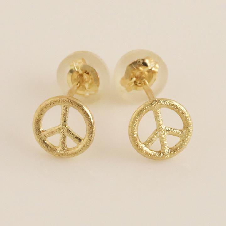18金 ピアス k18 18金ピアス 18k ピースマーク シンプル k18ピアス レディース ピアス18金 地金 ゴールド 18kピアス 小さめ つけっぱなし 両耳 セット | DEVAS | 02