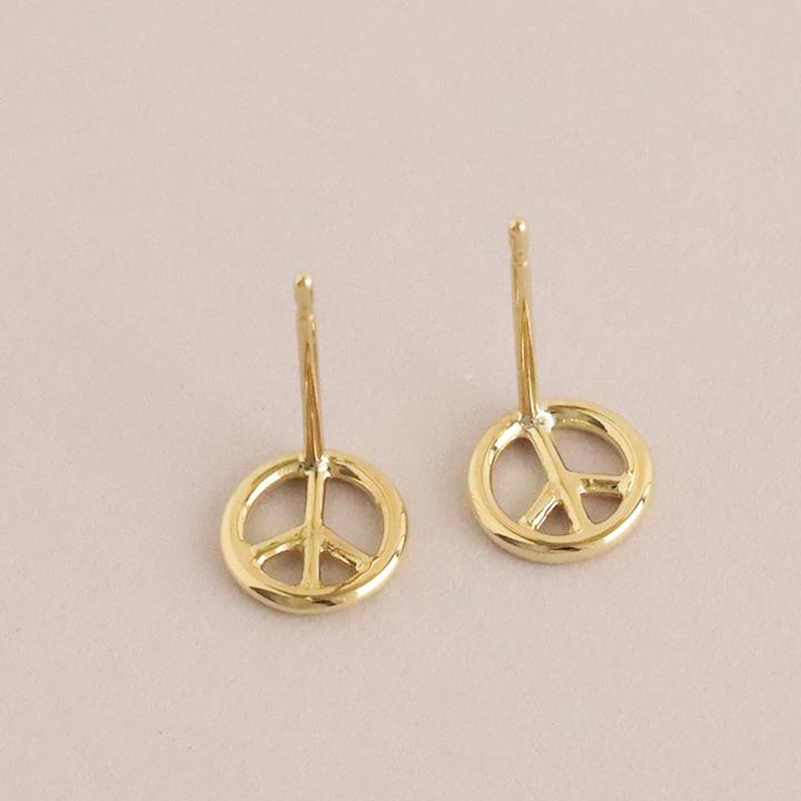 18金 ピアス k18 18金ピアス 18k ピースマーク シンプル k18ピアス レディース ピアス18金 地金 ゴールド 18kピアス 小さめ つけっぱなし 両耳 セット | DEVAS | 03