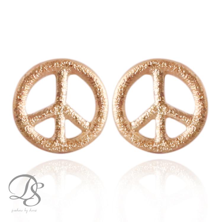 18金 ピアス k18 ピンクゴールド 18金ピアス 18k ピースマーク スタッズ シンプル k18ピアス レディース ピアス18金 地金18kピアス 小さめ つけっぱなし 両耳 | DEVAS