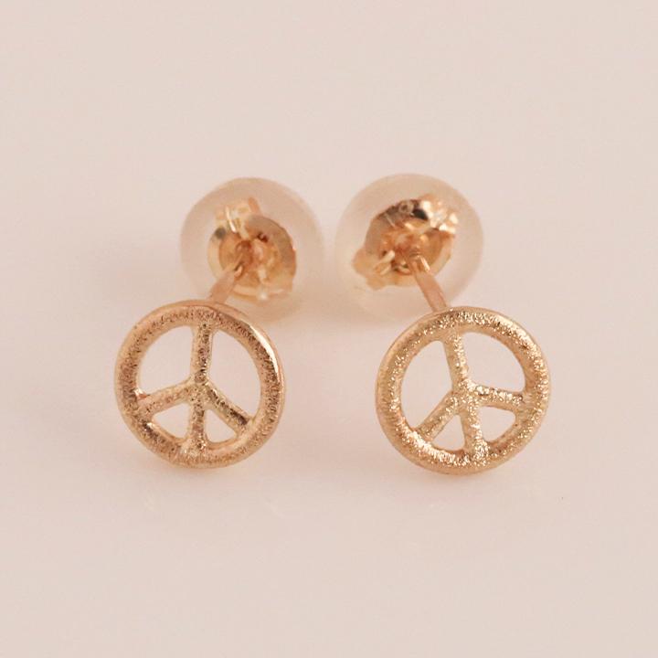18金 ピアス k18 ピンクゴールド 18金ピアス 18k ピースマーク スタッズ シンプル k18ピアス レディース ピアス18金 地金18kピアス 小さめ つけっぱなし 両耳 | DEVAS | 02