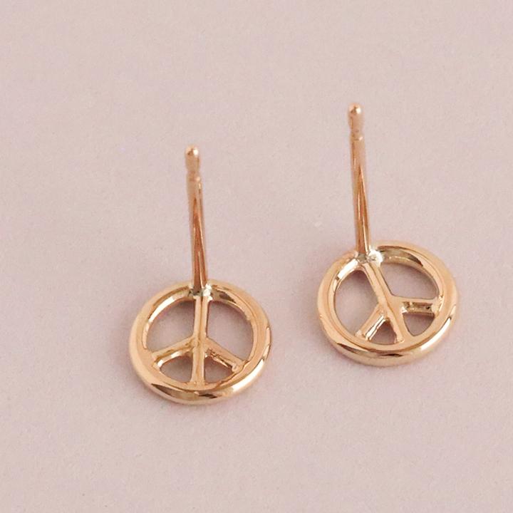 18金 ピアス k18 ピンクゴールド 18金ピアス 18k ピースマーク スタッズ シンプル k18ピアス レディース ピアス18金 地金18kピアス 小さめ つけっぱなし 両耳 | DEVAS | 03