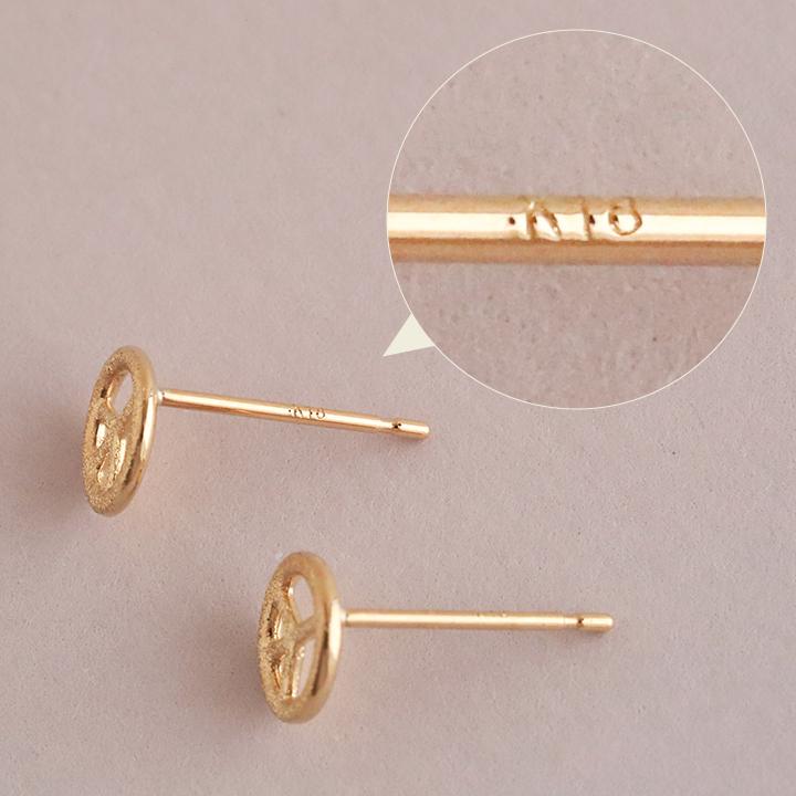 18金 ピアス k18 ピンクゴールド 18金ピアス 18k ピースマーク スタッズ シンプル k18ピアス レディース ピアス18金 地金18kピアス 小さめ つけっぱなし 両耳 | DEVAS | 04