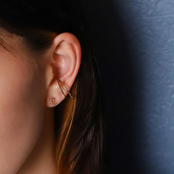 18金 ピアス k18 ピンクゴールド 18金ピアス 18k ピースマーク スタッズ シンプル k18ピアス レディース ピアス18金 地金18kピアス 小さめ つけっぱなし 両耳 | DEVAS | 07