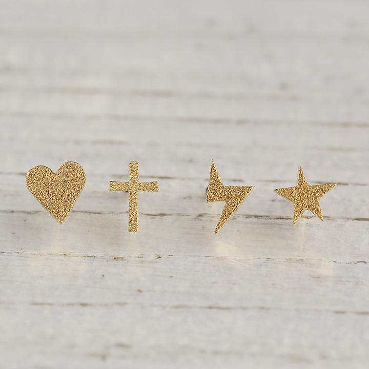 【土日限定2000円OFFクーポン有】 18金 ピアス k18 18金ピアス 18k ハート スター 稲妻 クロス スタッズ k18ピアス レディース ピアス18金 18kピアス | DEVAS | 01