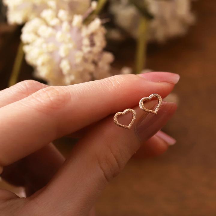 18金 ピアス k18 ピンクゴールド 18金ピアス 18k オープンハート ハート シンプル k18ピアス レディース ピアス18金 地金18kピアス つけっぱなし 両耳 セット | DEVAS | 08