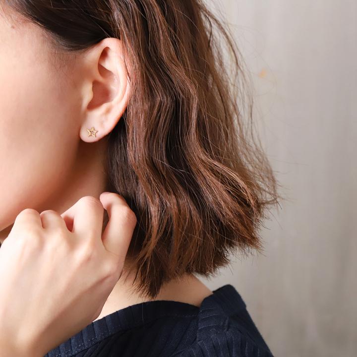 18金 ピアス k18 18金ピアス 18k オープンスター 星 シンプル k18ピアス レディース ピアス18金 地金 ゴールド 18kピアス 小さめ つけっぱなし 両耳 セット | DEVAS | 06