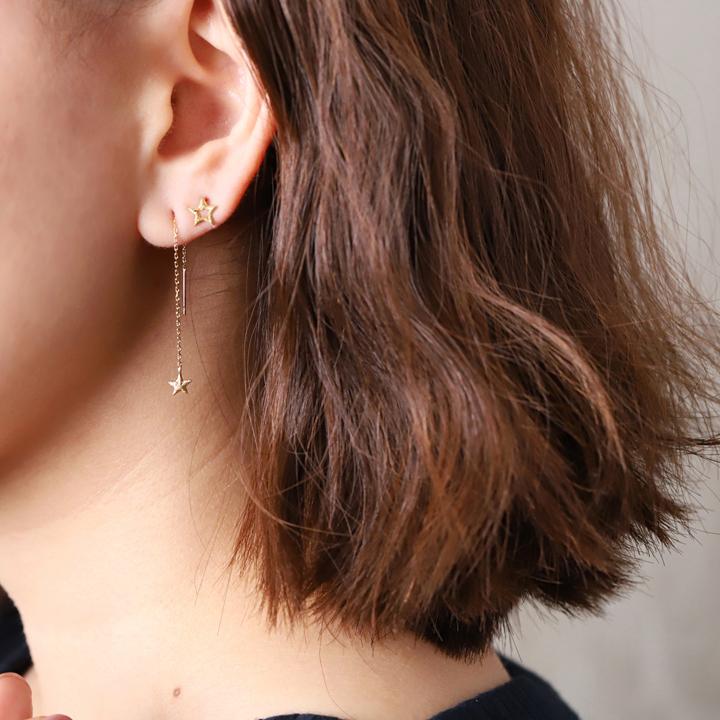 18金 ピアス k18 18金ピアス 18k オープンスター 星 シンプル k18ピアス レディース ピアス18金 地金 ゴールド 18kピアス 小さめ つけっぱなし 両耳 セット | DEVAS | 07