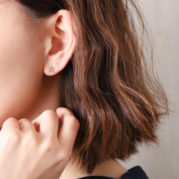 18金 ピアス k18 ピンクゴールド 18金ピアス 18k スター 星 k18ピアス レディース ピアス18金 両耳 セット | DEVAS | 06