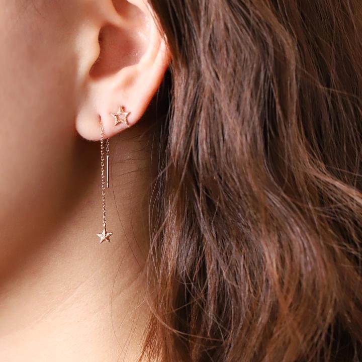 18金 ピアス k18 ピンクゴールド 18金ピアス 18k スター 星 k18ピアス レディース ピアス18金 両耳 セット | DEVAS | 07