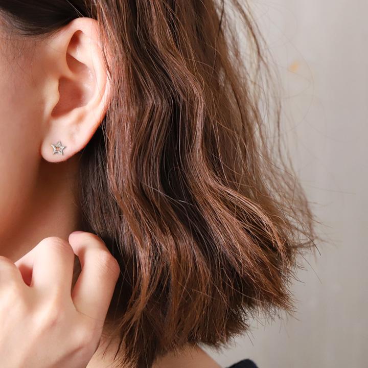 プラチナピアス ピアス プラチナ レディース オープンスター 星 プラチナ950 ピアスプラチナ PT シンプル おしゃれ ハート 地金 小さめ 小さい 華奢 両耳 セット | DEVAS | 02