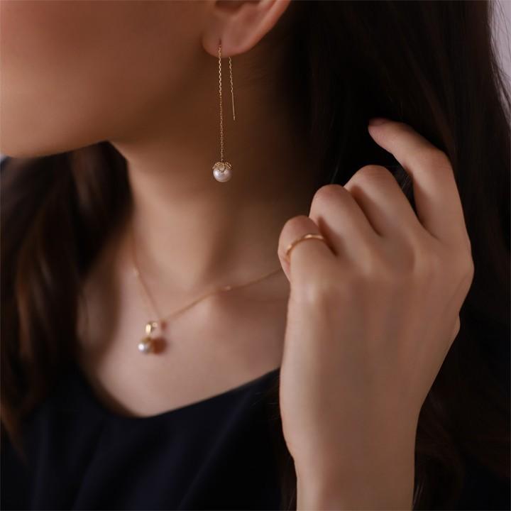 18K あこや真珠 大粒7ミリ ピンクゴールド アメリカン ピアス DEVAS 7月土日限定 7%クーポン▽ 18金 ピアス k18 18金ピアス