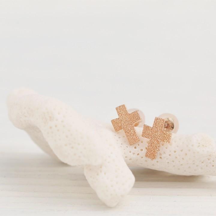 【土日限定2000円OFFクーポン有】 18金 ピアス k18 ピンクゴールド 18金ピアス 18k クロス 波打 k18ピアス レディース ピアス18金 両耳 セット | DEVAS | 04