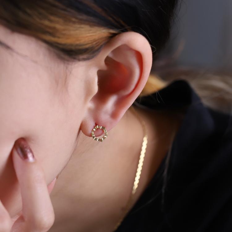 【土日限定1500円OFFクーポン有】 18金 ピアス k18 18金ピアス 18k ピンクゴールド プラチナ PT950 六角形 スタッズ k18ピアス レディース ピアス18金 | DEVAS | 02