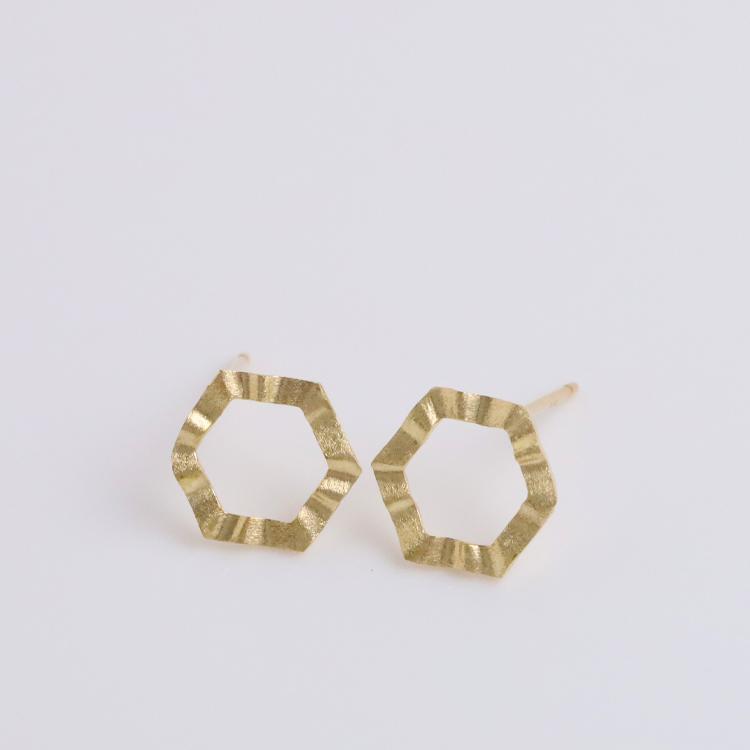 【土日限定1500円OFFクーポン有】 18金 ピアス k18 18金ピアス 18k ピンクゴールド プラチナ PT950 六角形 スタッズ k18ピアス レディース ピアス18金 | DEVAS | 03