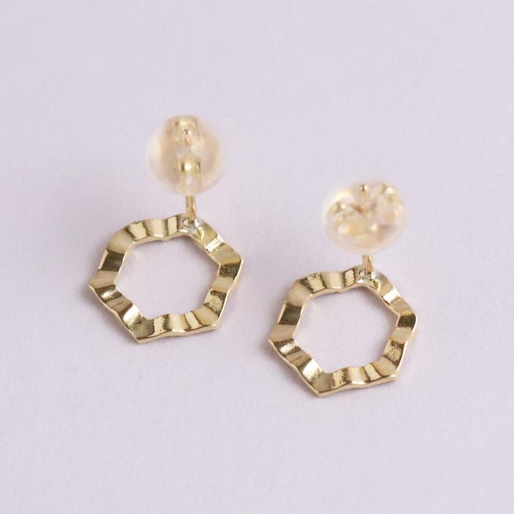 【土日限定1500円OFFクーポン有】 18金 ピアス k18 18金ピアス 18k ピンクゴールド プラチナ PT950 六角形 スタッズ k18ピアス レディース ピアス18金 | DEVAS | 05