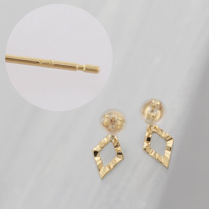 【土日限定1500円OFFクーポン有】 18金 ピアス k18 18金ピアス 18k ひし形 スタッズピアス k18ピアス レディース ピアス18金 つけっぱなし 両耳 セット | DEVAS | 05