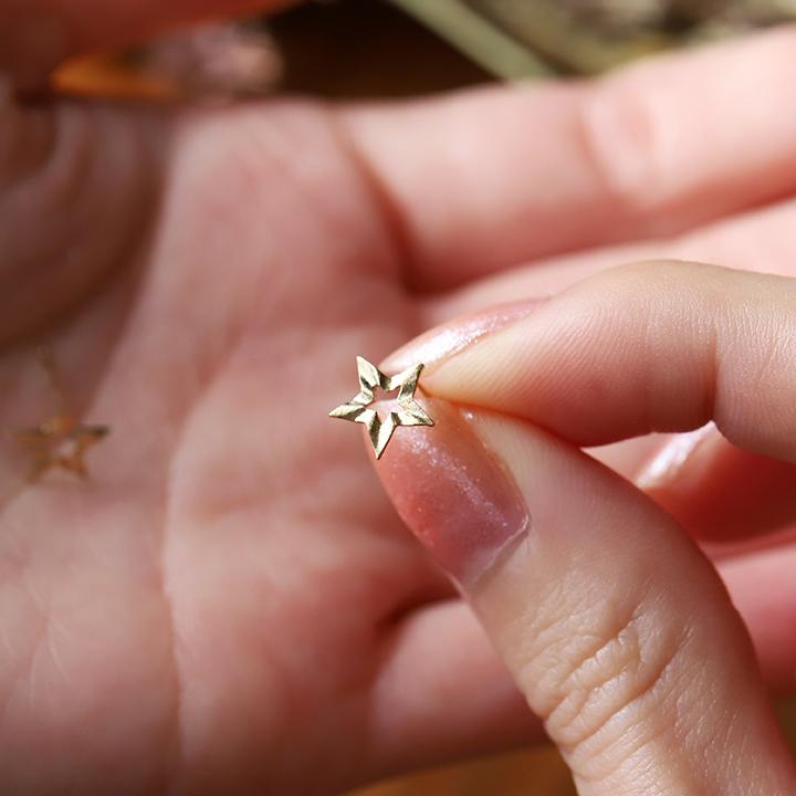 【土日限定1500円OFFクーポン有】 18金 ピアス k18 18金ピアス 18k スター 星 スタッズ k18ピアス レディース ピアス18金 つけっぱなし 両耳 セット | DEVAS | 11